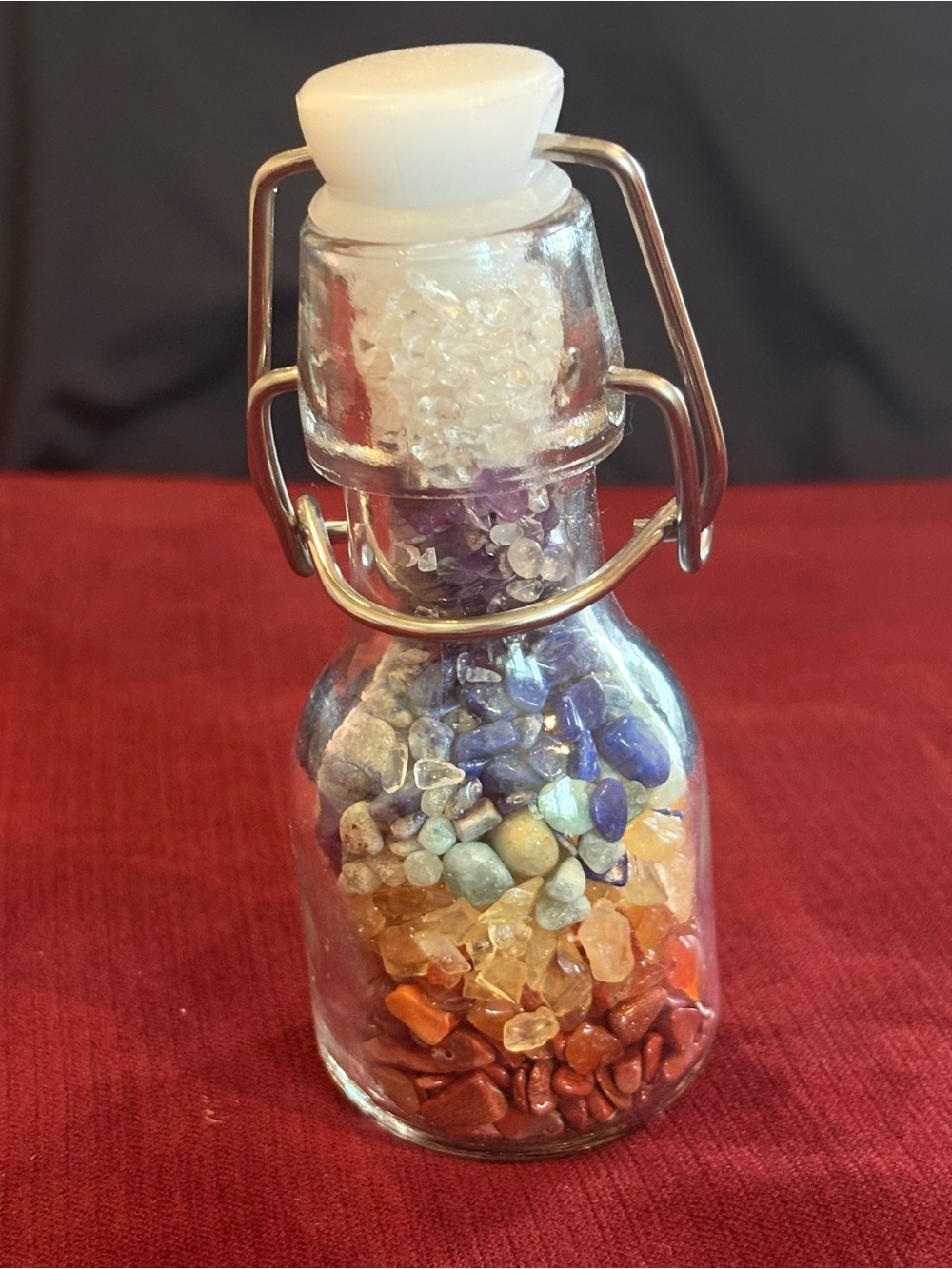 7 Chakra Crystal Stones Glass Bottle Home Office Spiritual Healing Gift